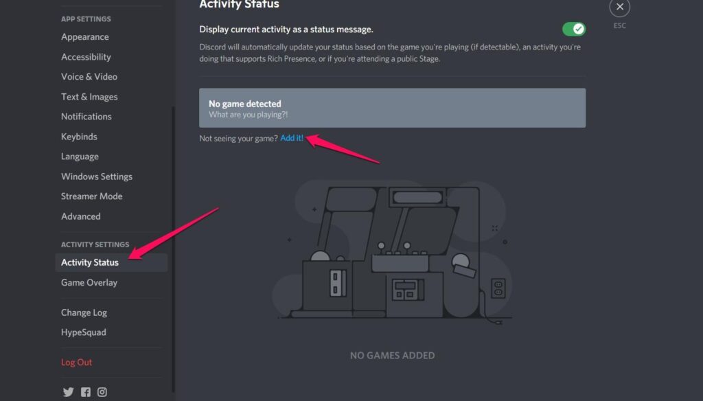 Tap on Activity Status; How to Stream Disney Plus on Discord