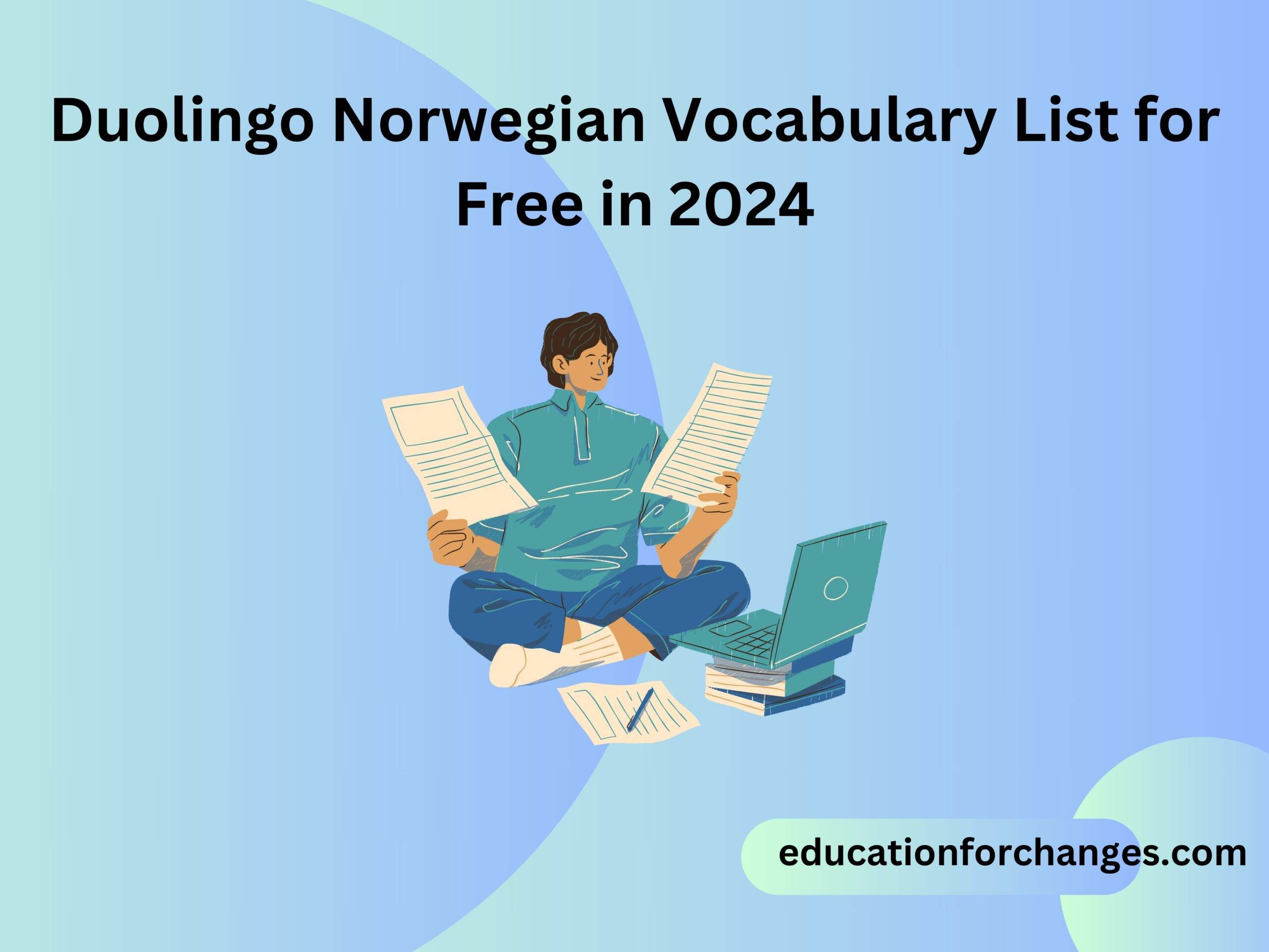 Duolingo Norwegian Vocabulary List for Free in 2024