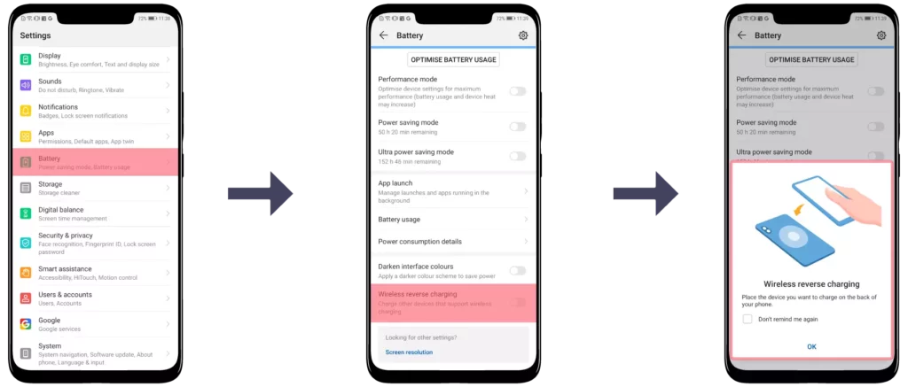 Huawei phones wireless charging options; How To Share Battery On Android & Boost Your Device On The Go?